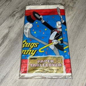 Vintage Unique Paper Tablecover 1989 Bugs Bunny Warner Brothers NWT